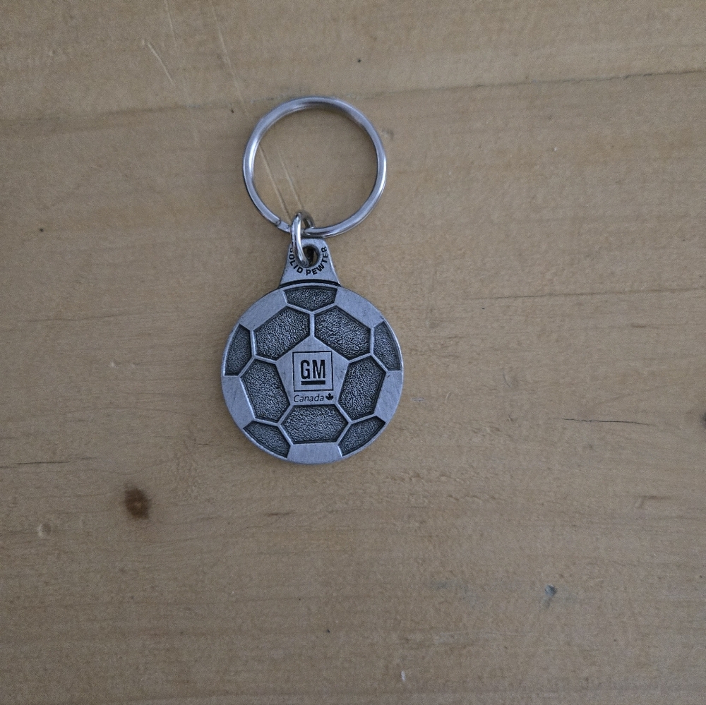 GM Canada Soccer Ball Metal Keychain Vintage Style